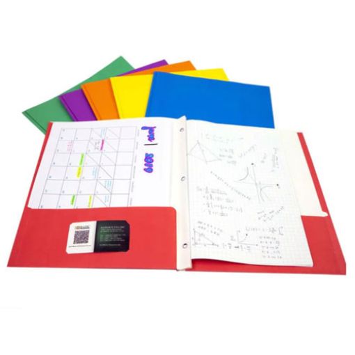 Picture of Pocket Folder with 3 Prong Fasteners, Assorted Colors